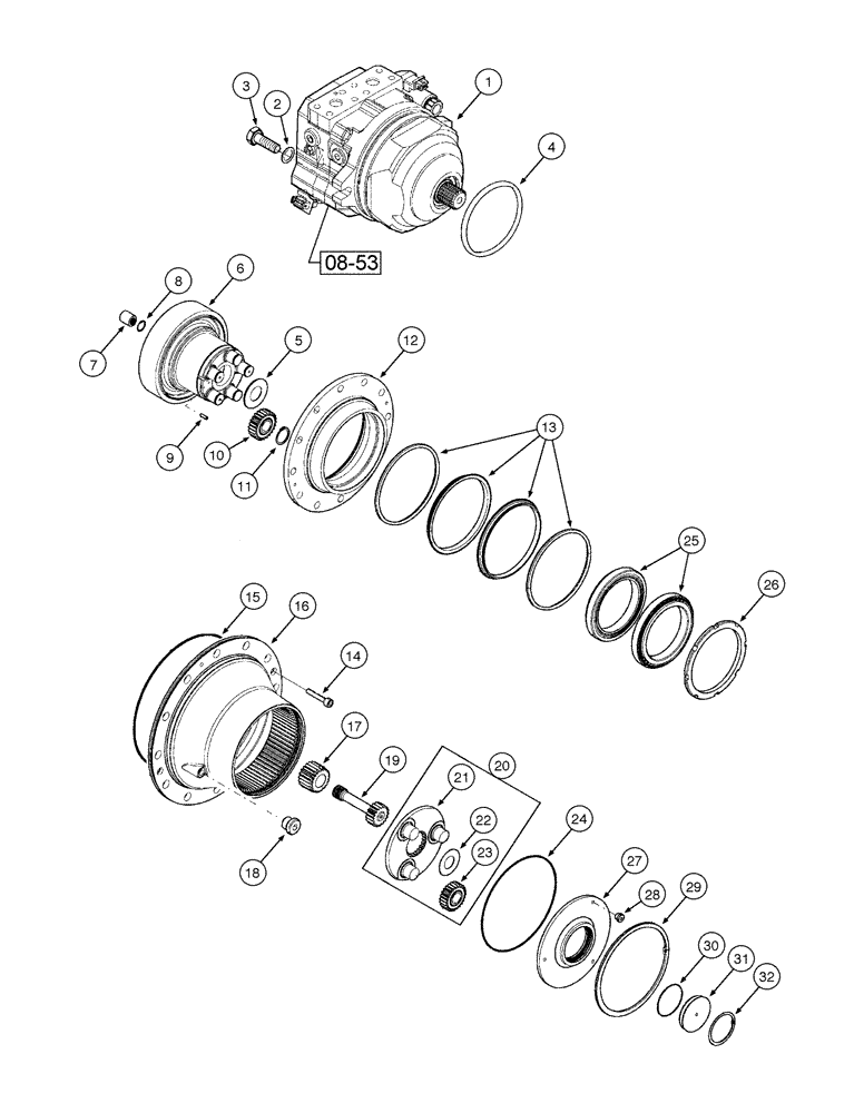 Схема запчастей Case 865B AWD - (06-17[01]) - FRONT AXLE - FINAL DRIVE (06) - POWER TRAIN