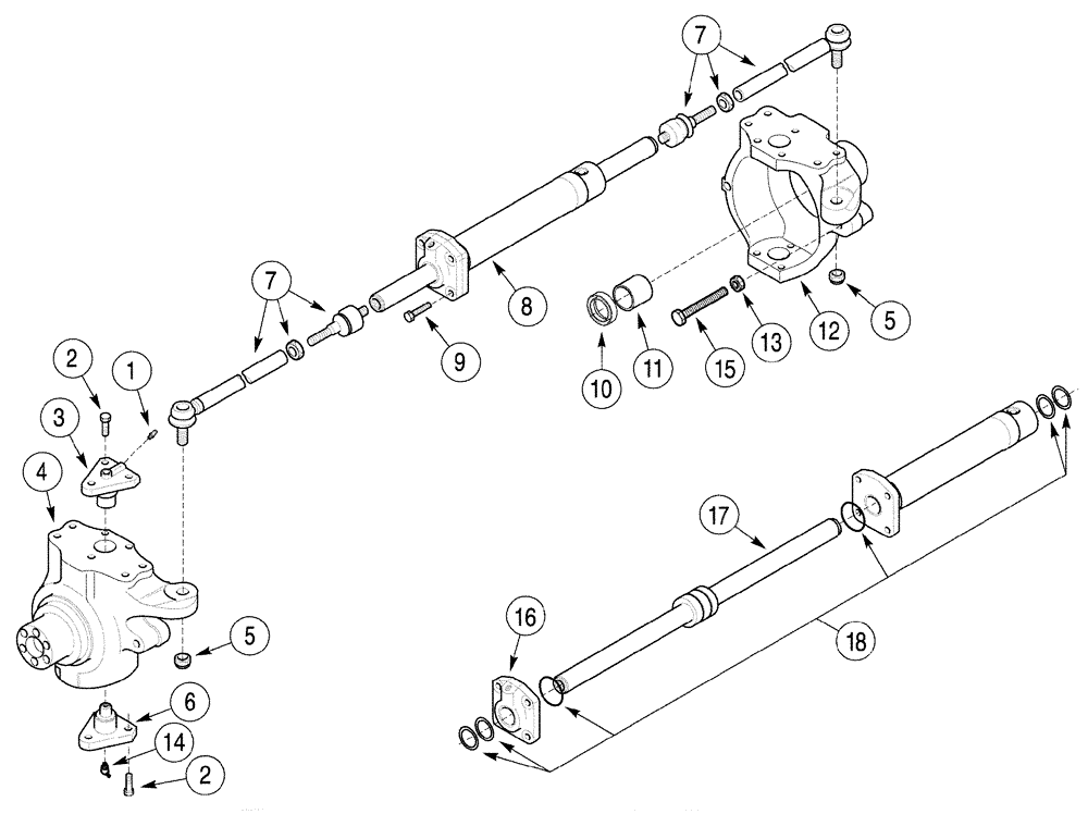 Схема запчастей Case 960 - (06-19) - AXLE, FRONT STEERING CYLINDER AND SWIVAL HOUSINGS (06) - POWER TRAIN