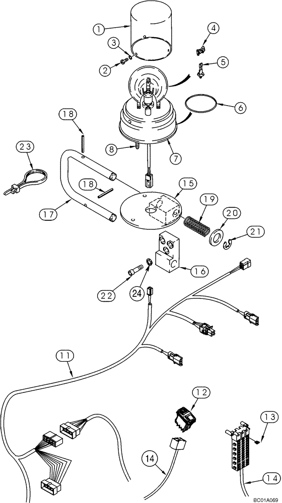 Схема запчастей Case 521D - (04-27) - BEACON ASSY, ROTATING - MOUNTING (04) - ELECTRICAL SYSTEMS