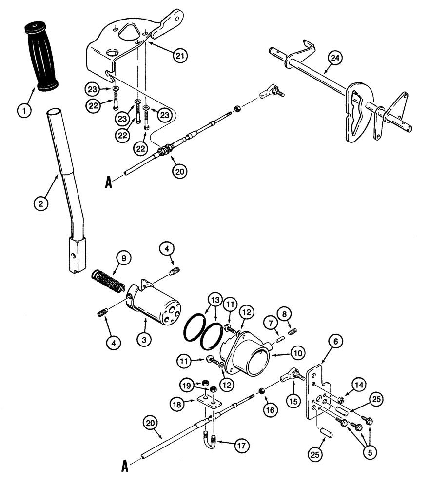 Схема запчастей Case 460 - (6-02) - GROUND DRIVE CONTROLS, HAND CONTROL LEVER TO GROUND DRIVE CONTROL SHAFT (06) - POWER TRAIN