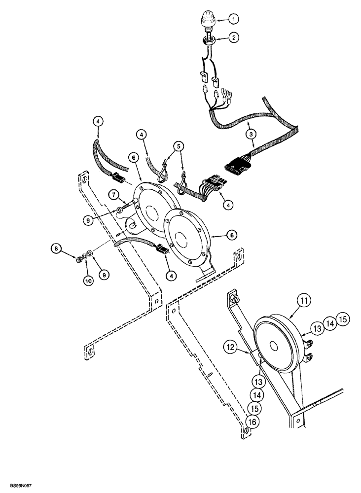 Схема запчастей Case 850G - (4-31A) - HORN (MODELS WITH TWO HORNS STAMPED SPARTAN) (06) - ELECTRICAL SYSTEMS