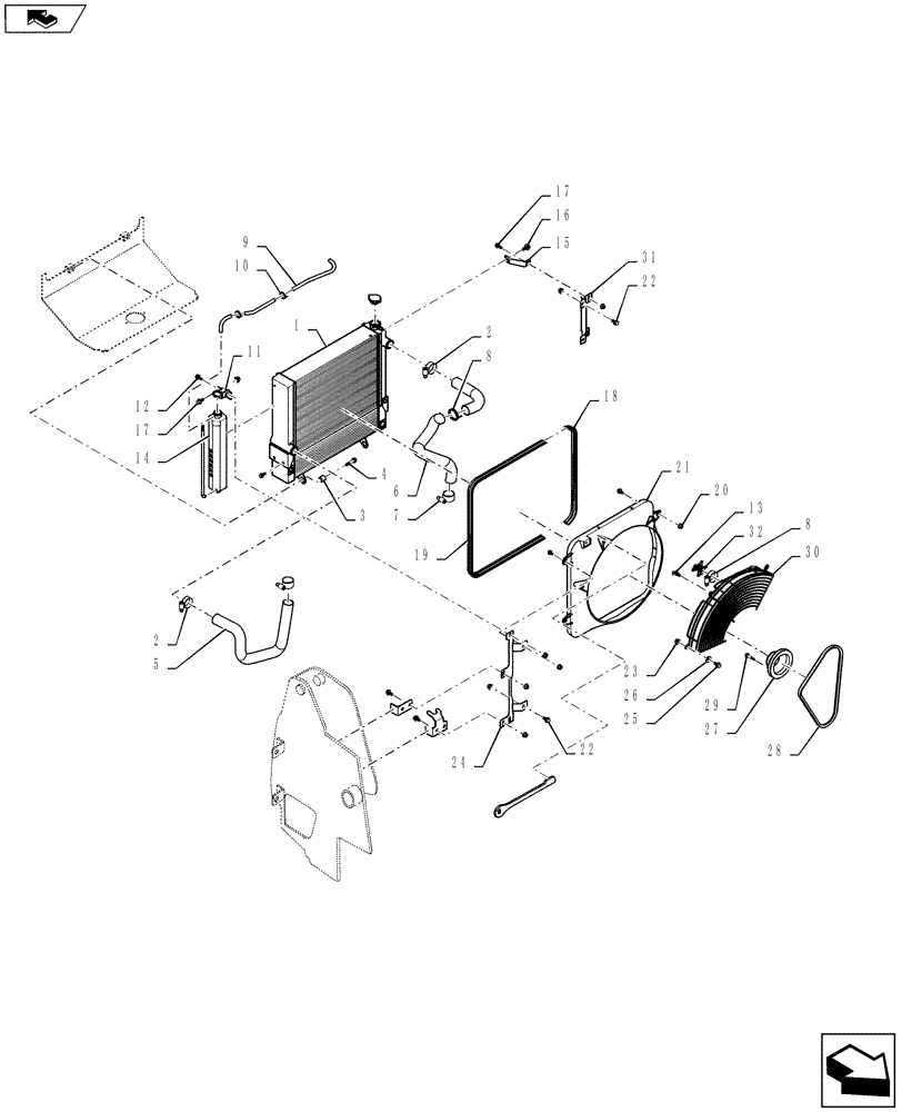 Схема запчастей Case SR130 - (10.400.BE[01]) - RADIATOR & COOLER, LINES (SR130, SR150) (10) - ENGINE