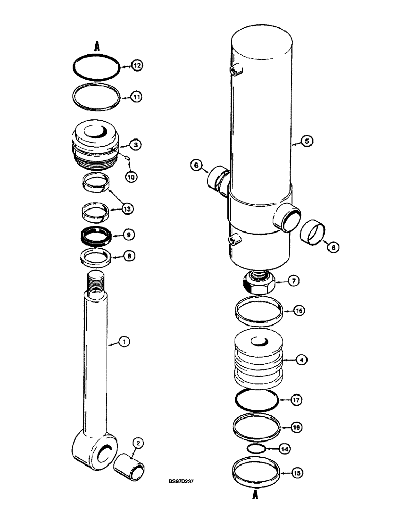 Схема запчастей Case 660 - (8-083E) - TRENCHER BOOM LIFT CYLINDER ASSEMBLY - 221700A1, INTEGRAL QUAD TRENCHER (08) - HYDRAULICS