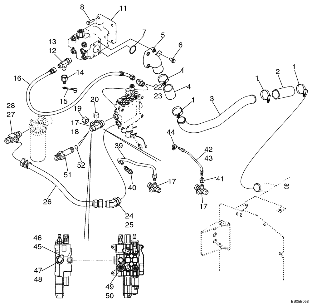 Схема запчастей Case 580M - (08-01) - HYDRAULICS - PUMP, FILTER AND LOADER VALVE (08) - HYDRAULICS