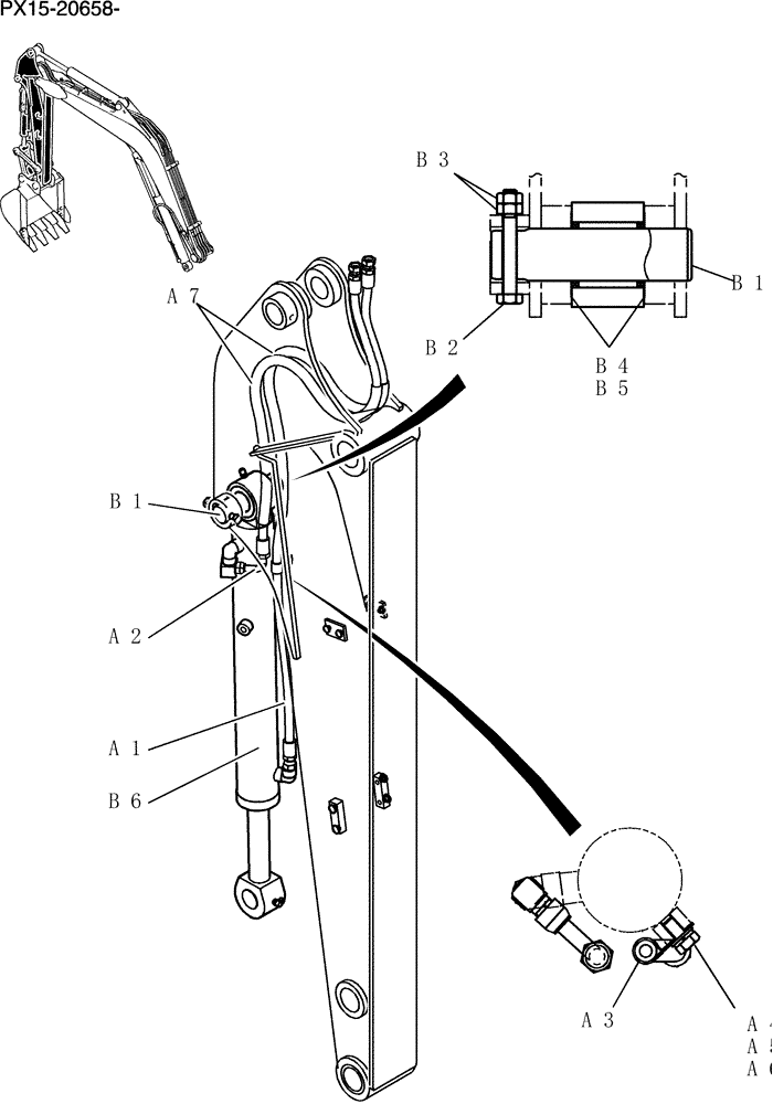 Схема запчастей Case CX36B - (610-17[1]) - HYD LINES, ARM 1.59M (5FT 3IN) Attachment