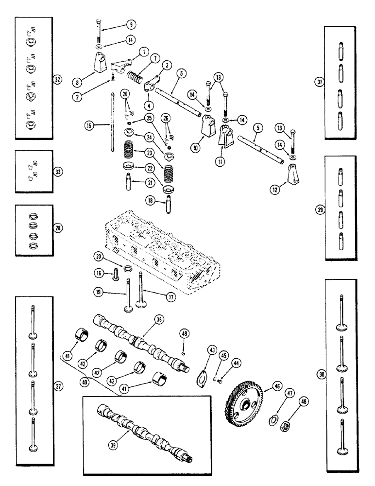 Схема запчастей Case 580 - (012) - VALVE MECHANISM AND CAMSHAFT, (188) DIESEL ENGINE (10) - ENGINE