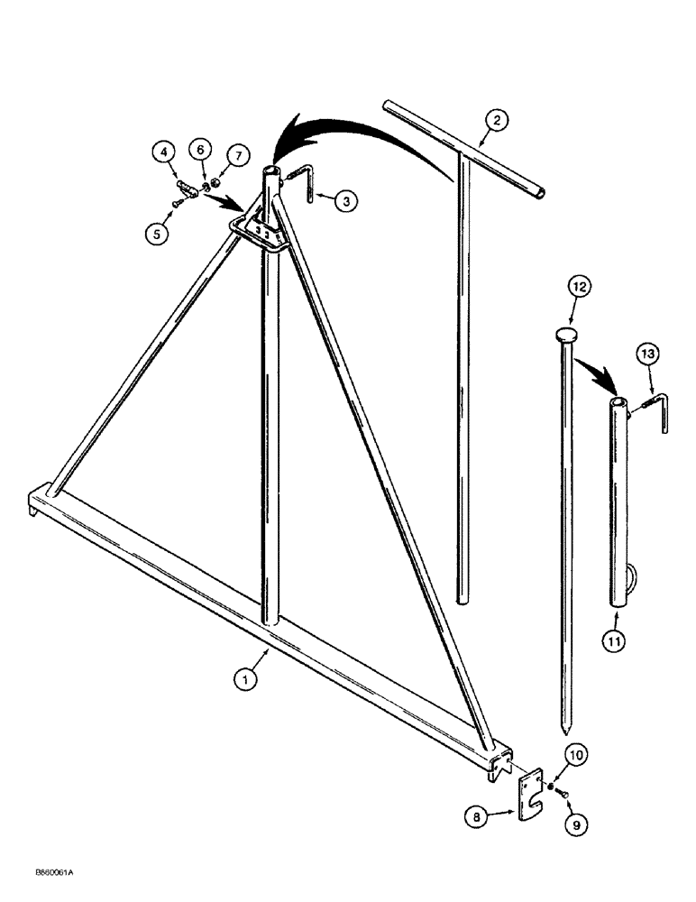 Схема запчастей Case 860 - (9-096) - HYDRA-BORER DRILL STEM LEVEL FRAME (09) - CHASSIS/ATTACHMENTS