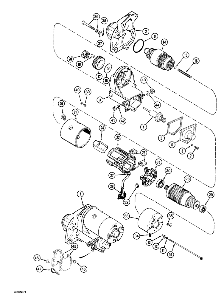 Схема запчастей Case 760 - (04-008) - STARTER - A1987586C1 (55) - ELECTRICAL SYSTEMS