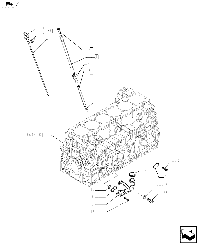 Схема запчастей Case F2CFE614A A013 - (10.102.03) - OIL LEVEL CHECK (5801372366 - 504292709 - 5801373977 - 5801440482) (01) - ENGINE