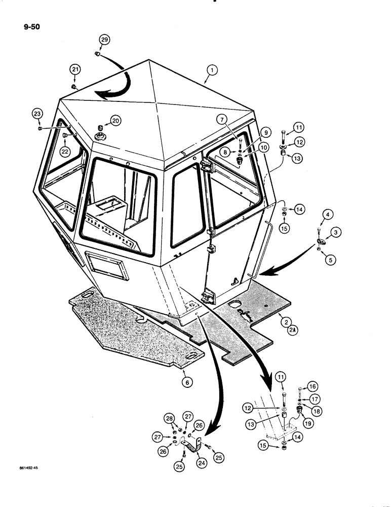 Схема запчастей Case W18B - (9-050) - CAB MOUNTING (09) - CHASSIS/ATTACHMENTS