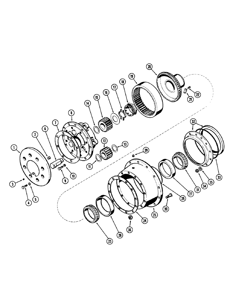 Схема запчастей Case W12 - (148) - REAR AXLE PLANETARY DRIVE (06) - POWER TRAIN