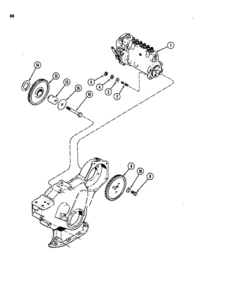 Схема запчастей Case W18 - (066) - INJECTION PUMP DRIVE, 401BD AND 401BDT DIESEL ENGINE (03) - FUEL SYSTEM