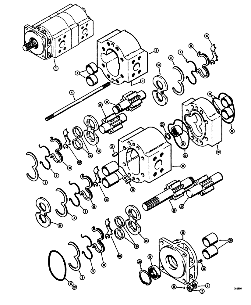 Схема запчастей Case W26B - (424) - L55485 LOADER AND STEERING PUMP TYRONE # TP 20400-250C-TX-1 (08) - HYDRAULICS