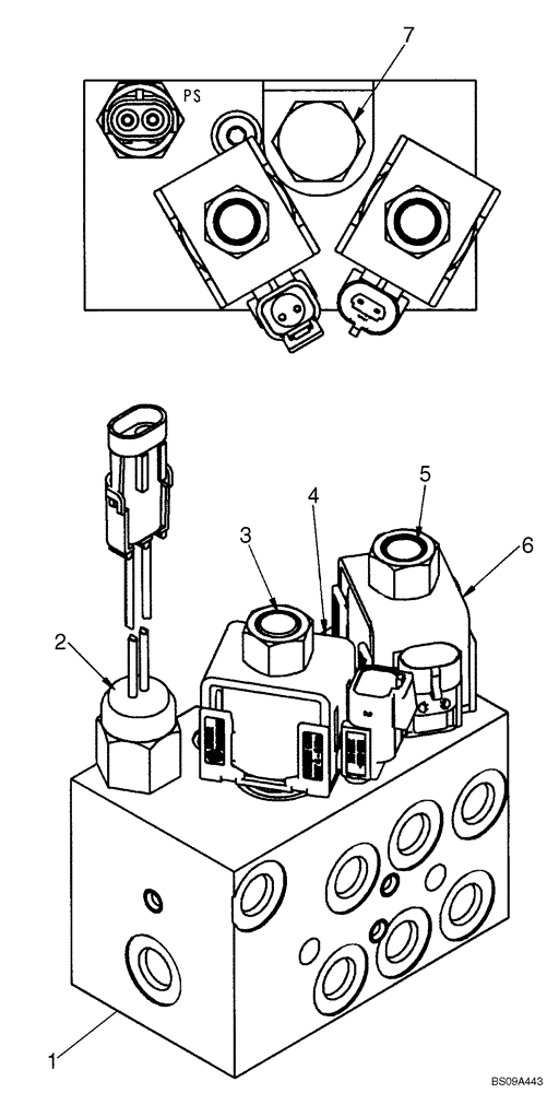 Схема запчастей Case 435 - (06-17B) - HYDROSTATICS - MULTI VALVE ASSEMBLY; PILOT CONTROL (06) - POWER TRAIN