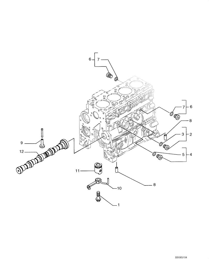 Схема запчастей Case 750L - (02-21) - CYLINDER BLOCK - PLUG ASSY (02) - ENGINE