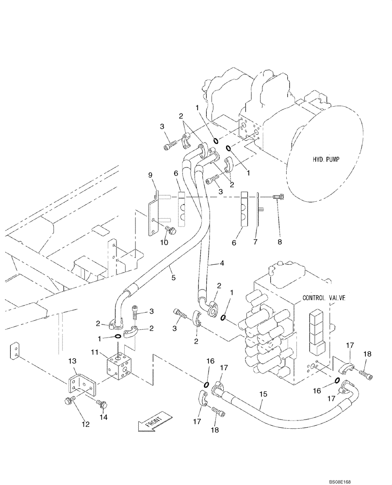 Схема запчастей Case CX350B - (08-10) - HYDRAULICS - CONTROL VALVE SUPPLY (08) - HYDRAULICS