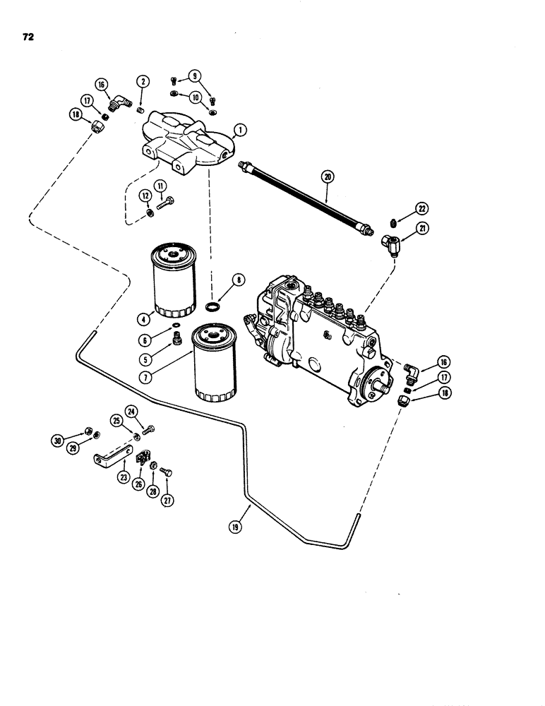 Схема запчастей Case 1150C - (072) - FUEL FILTER SYSTEM, 451BD DIESEL ENGINE (03) - FUEL SYSTEM