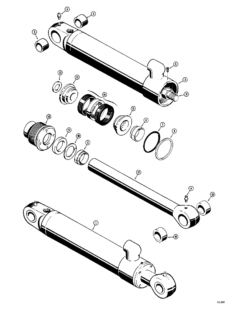 Схема запчастей Case 33 - (278) - LOADER GRAPPLE CYLINDERS, CYLINDER WITH FLAT SNAP-IN TYPE OUTER ROD WIPER 