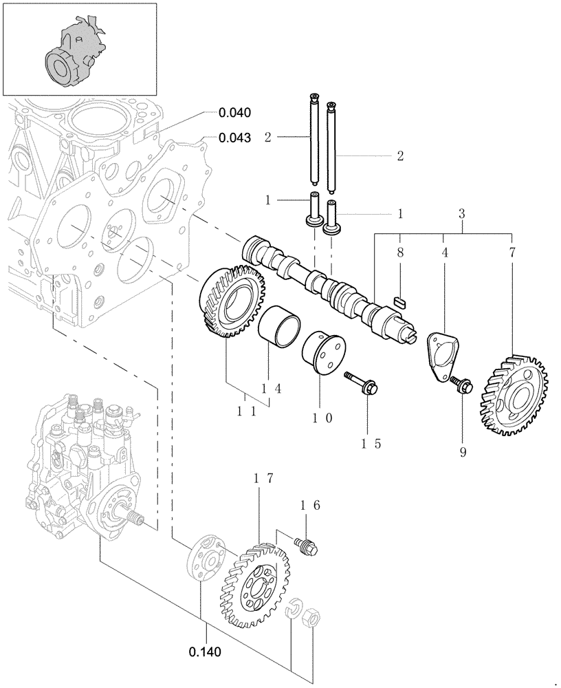 Схема запчастей Case CX31B - (0.080[01]) - CRANKSHAFT & DRIVING GEAR (10) - ENGINE