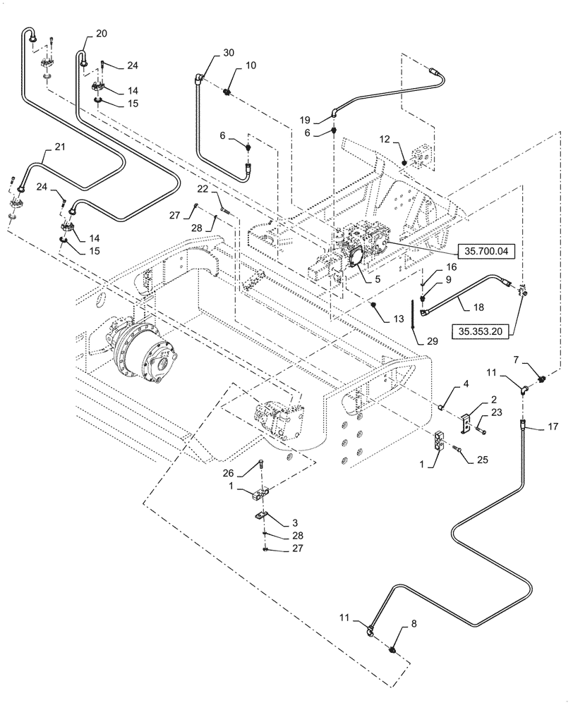 Схема запчастей Case SV212 - (35.910.07) - LINES, VIBRATORY, PAD FOOT - NARROW VERSION - BSN NDNTC3516 (35) - HYDRAULIC SYSTEMS