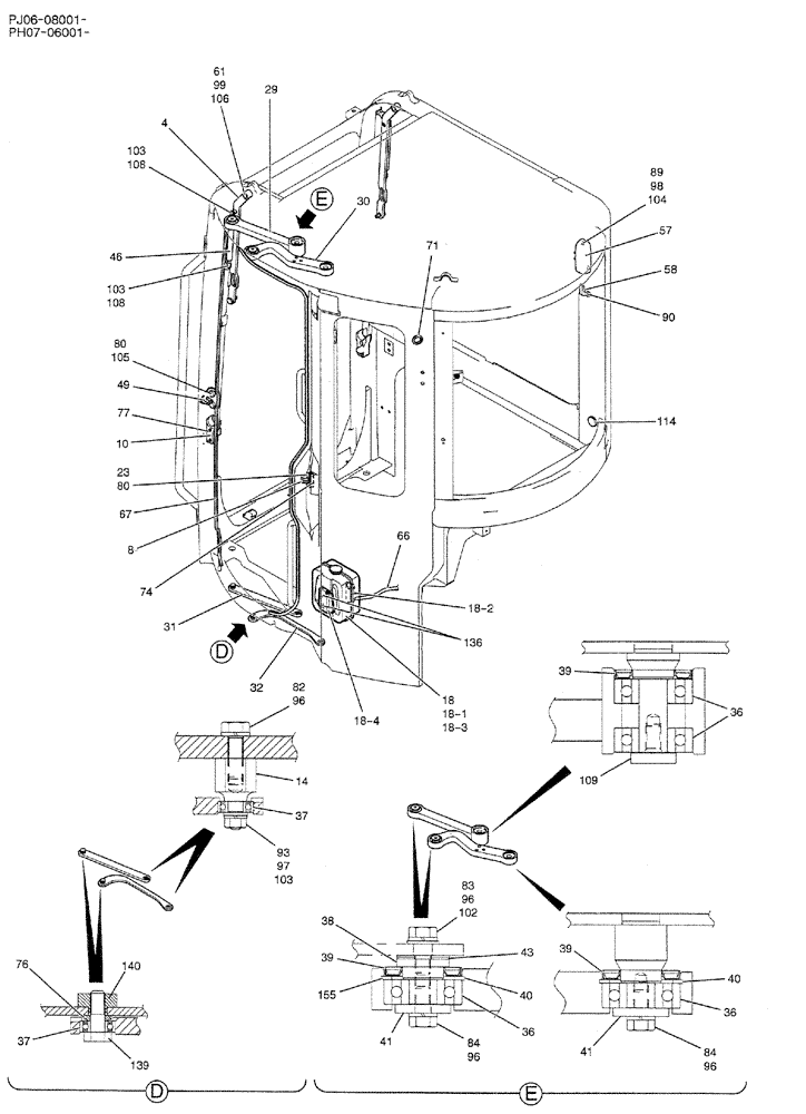 Схема запчастей Case CX50B - (05-010) - CAB ASSY (COOLER) (PW02C00069F1) 3 OF 5 OPTIONAL PARTS