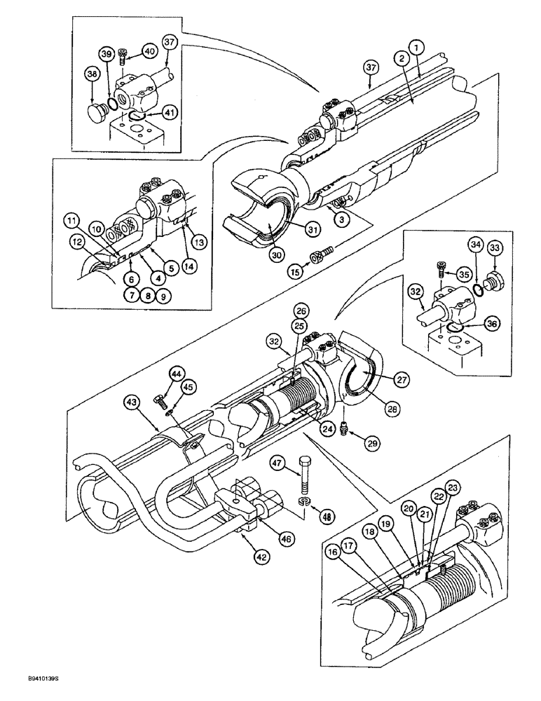 Схема запчастей Case 9045B - (8-120) - BOOM CYLINDERS, MODELS WITHOUT LOAD HOLD OPTION (08) - HYDRAULICS