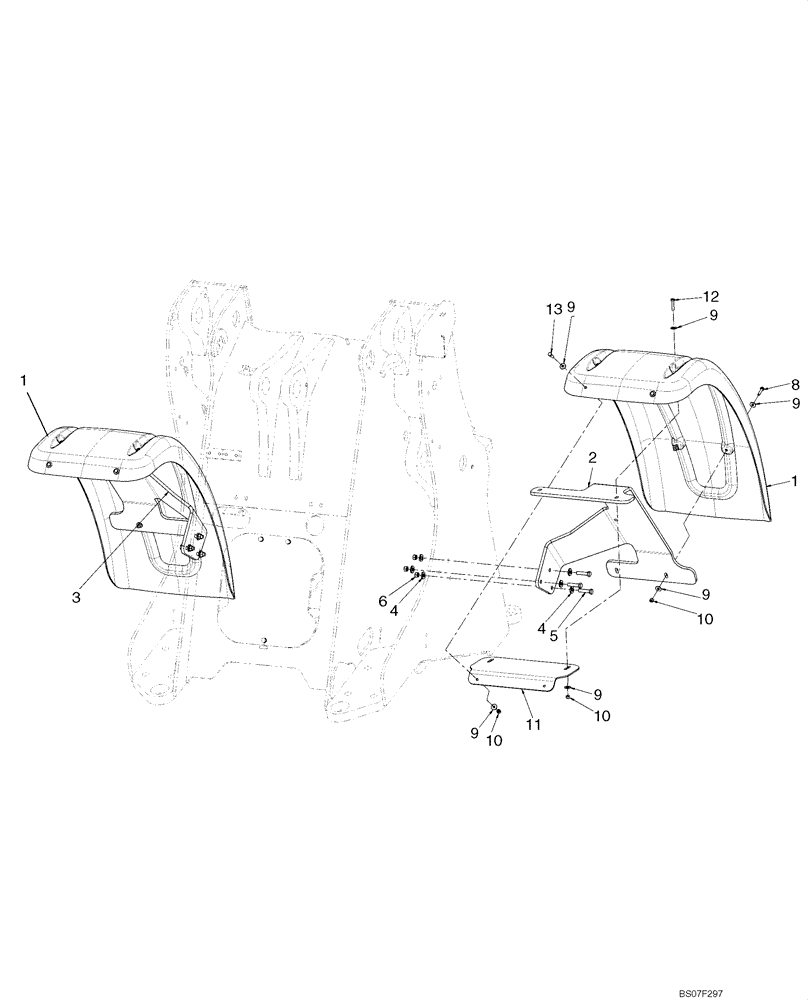 Схема запчастей Case 621E - (09-30) - FENDERS, FRONT - STANDARD - PRIOR TO P.I.N. N8F203756 (09) - CHASSIS