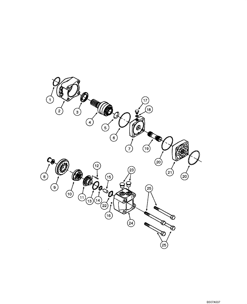 Схема запчастей Case 845 DHP - (08.21[11]) - CIRCLE HYDRAULIC CIRCUIT - TURN-CIRCLE HYDRAULIC MOTOR (08) - HYDRAULICS