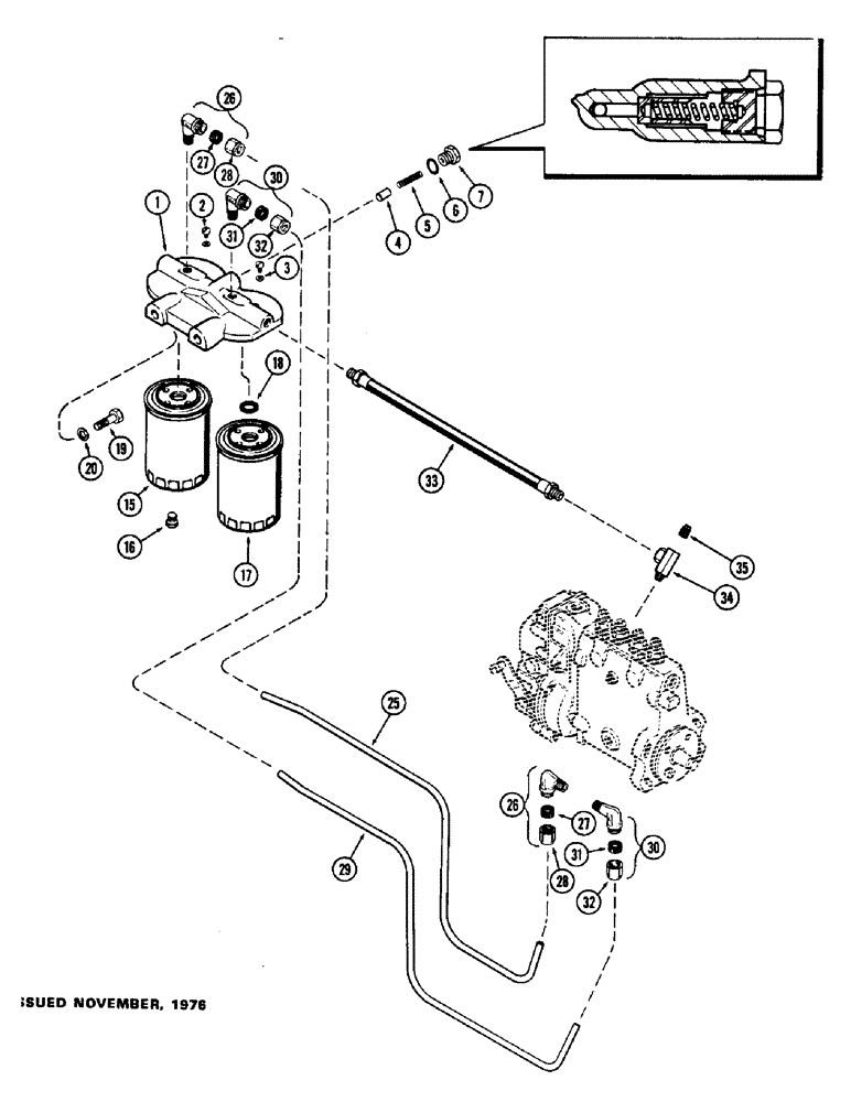 Схема запчастей Case 300C - (044) - FUEL INJECTION FILTER SYSTEM, (336B) DIESEL ENGINE, USED PRIOR TO ENGINE SERIAL NUMBER 2319862 (03) - FUEL SYSTEM