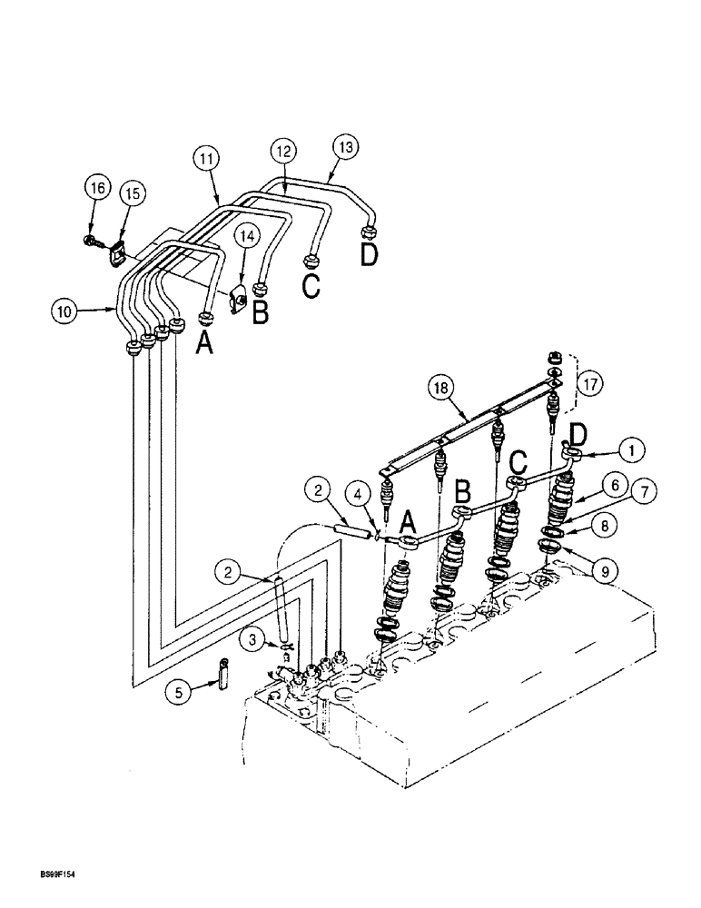 Схема запчастей Case 560 - (3-03A) - FUEL INJECTION SYSTEM, KUBOTA V2203IDI ENGINE, P.I.N. JAF0295741 AND AFTER (03) - FUEL SYSTEM