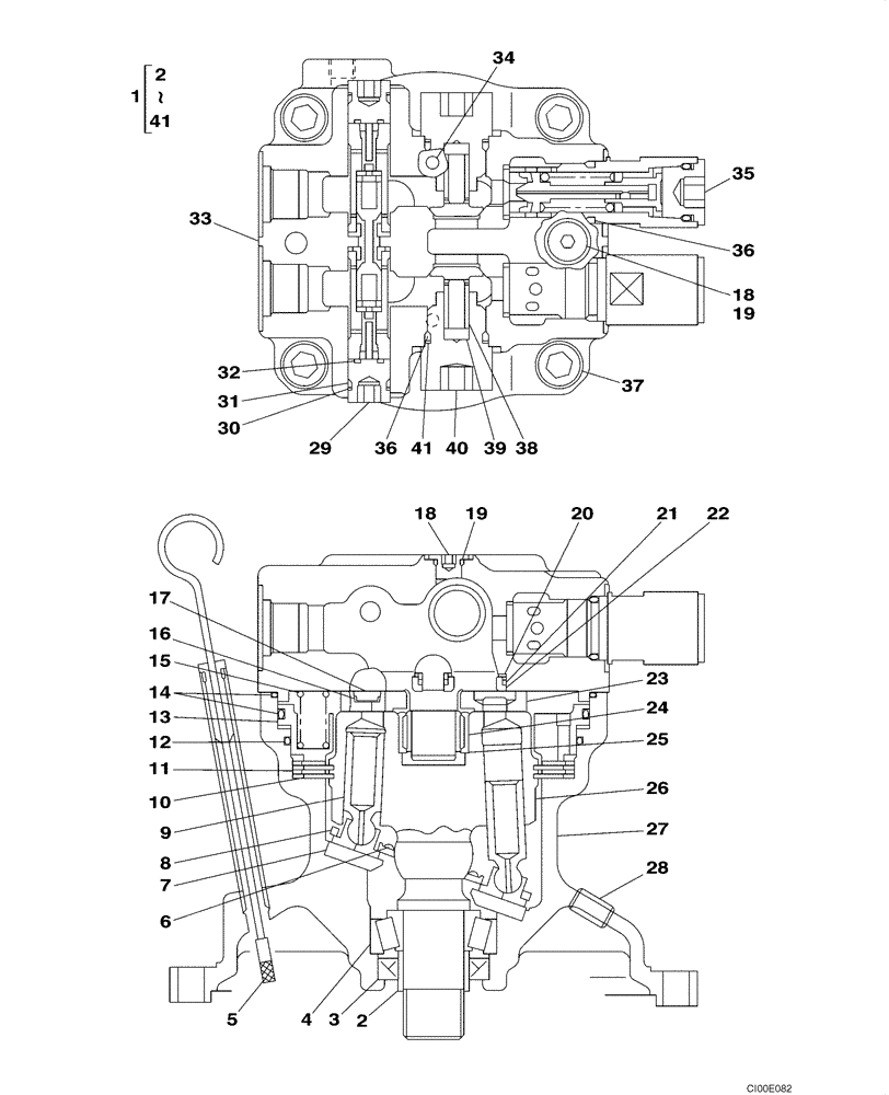 Схема запчастей Case CX130 - (08-085) - MOTOR ASSY - SWING (08) - HYDRAULICS