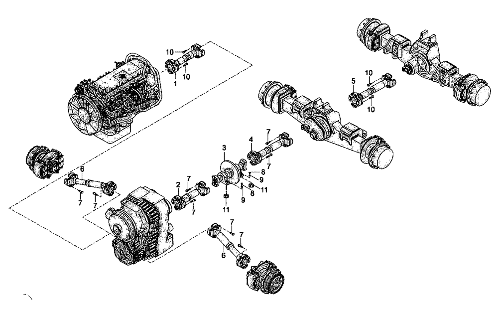 Схема запчастей Case 330B - (24A00000700[001]) - SECTION INDEX, PROPELLER SHAFT INSTAL (87399011) (03) - Converter / Transmission