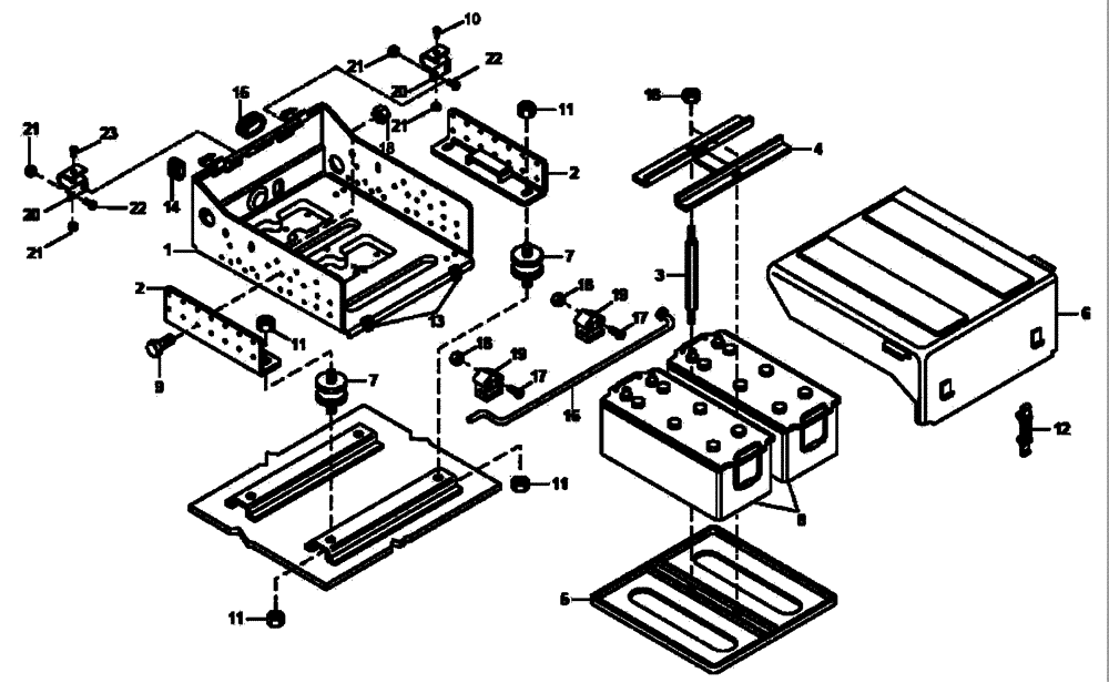 Схема запчастей Case 335B - (62A00020597[001]) - BATTERY / BATTERY BOX (P.I.N. HHD0335BN8PG58147 AND AFTER) (87581771) (13) - Electrical System / Decals