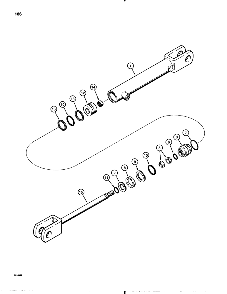 Схема запчастей Case 1845B - (186) - D71057 GRAPPLE CYLINDER (08) - HYDRAULICS