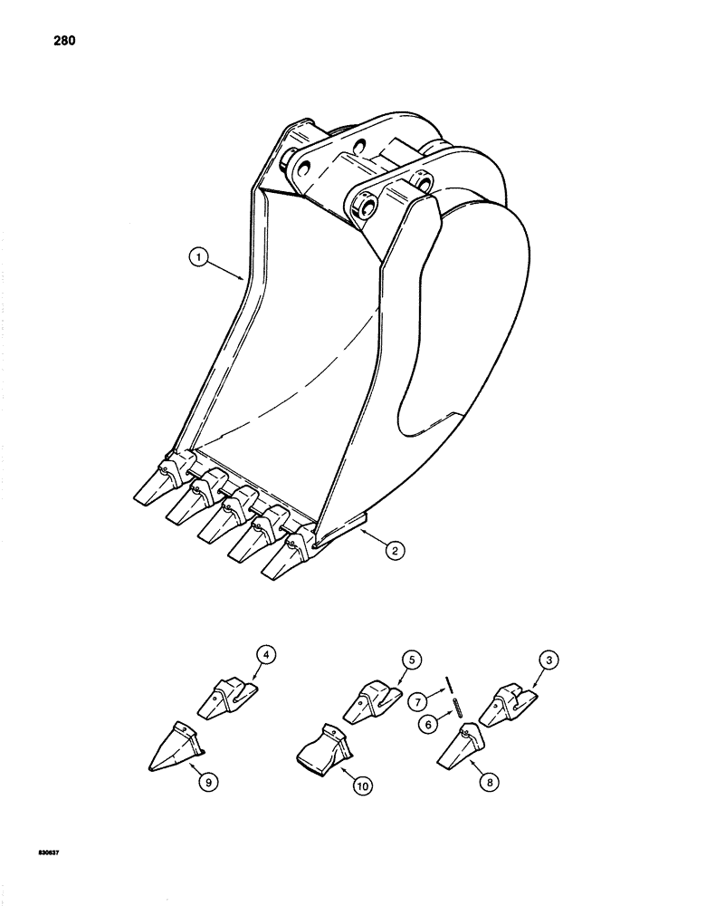 Схема запчастей Case 1280 - (280) - BACKHOE BUCKETS, HIGH CAPACITY (05) - UPPERSTRUCTURE CHASSIS