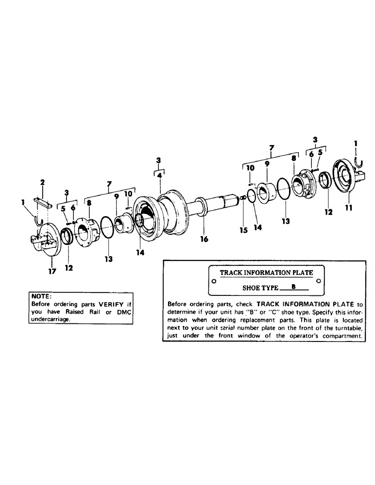 Схема запчастей Case 50 - (B15) - RAISED RAIL TRACK ROLLER (48) - TRACKS & TRACK SUSPENSION