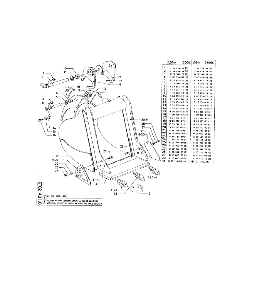 Схема запчастей Case 220 - (298) - GENERAL PURPOSE EARTH MOVING BACKHOE BUCKET (19) - BUCKETS