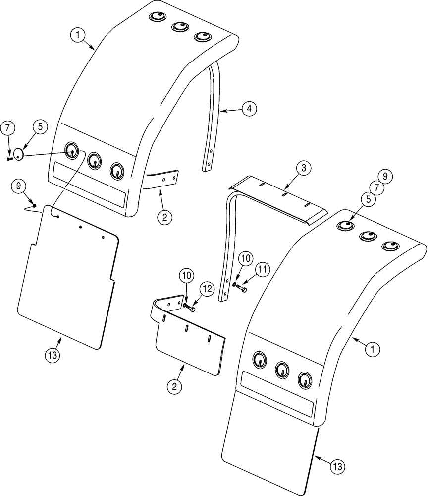 Схема запчастей Case 521D - (09-21) - FENDERS, FRONT (09) - CHASSIS