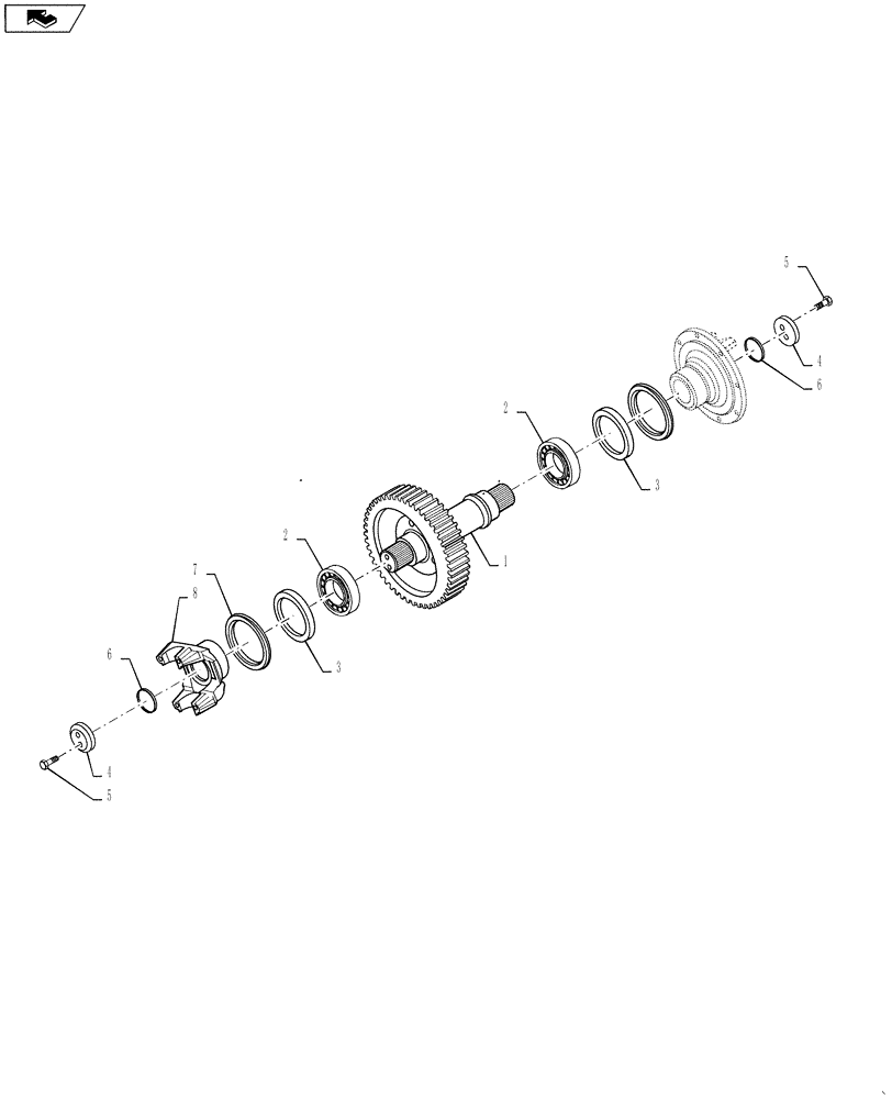 Схема запчастей Case 721F - (21.155.AY[01]) - TRANSMISSION, OUTPUT SHAFT ASSEMBLY (21) - TRANSMISSION