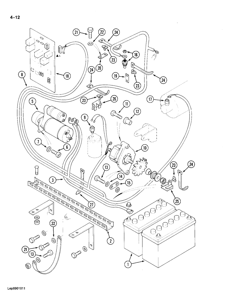 Схема запчастей Case 688 - (4-12) - ENGINE ELECTRICAL SYSTEM, HARNESS AND ELECTRICAL COMPONENTS (04) - ELECTRICAL SYSTEMS