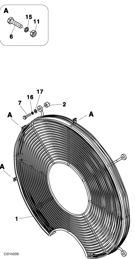 Схема запчастей Case SV228 - (02-004-00[01]) - FAN GUARD - ENGINE (01) - ENGINE