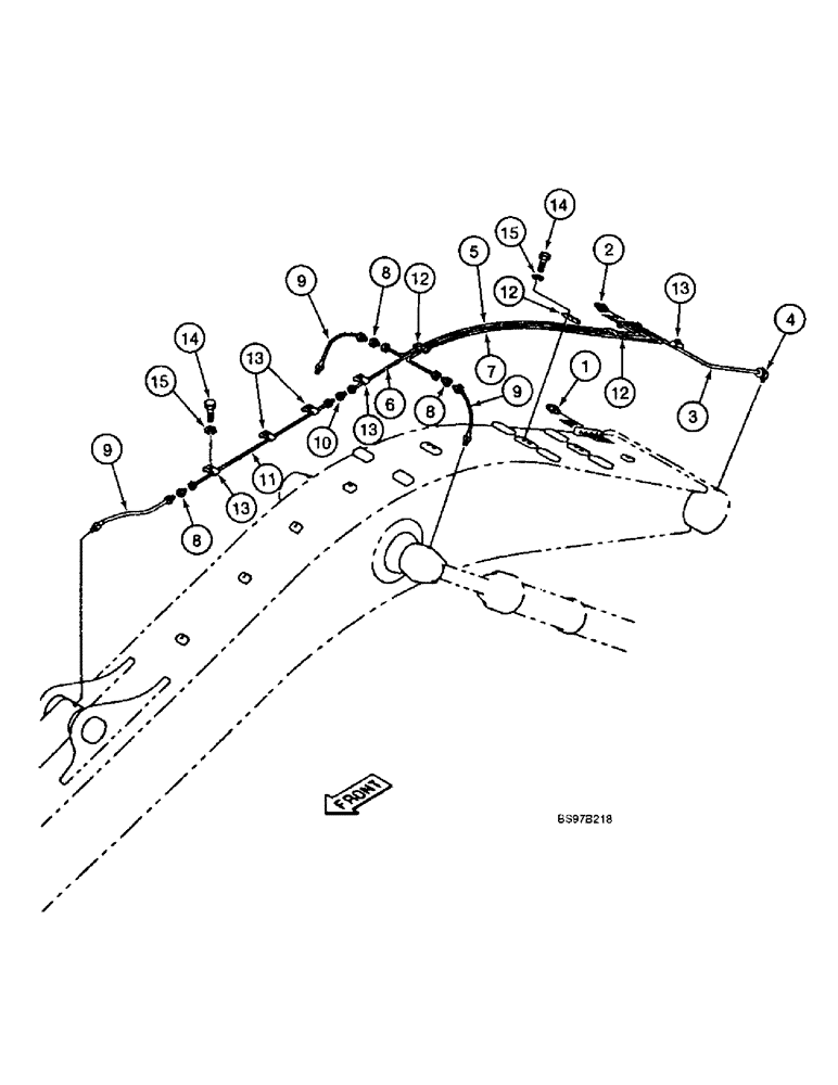 Схема запчастей Case 9040B - (9-096) - BOOM LUBRICATION LINES, LONG REACH (25 FT. 11 INCH ARM) MODELS ONLY (09) - CHASSIS