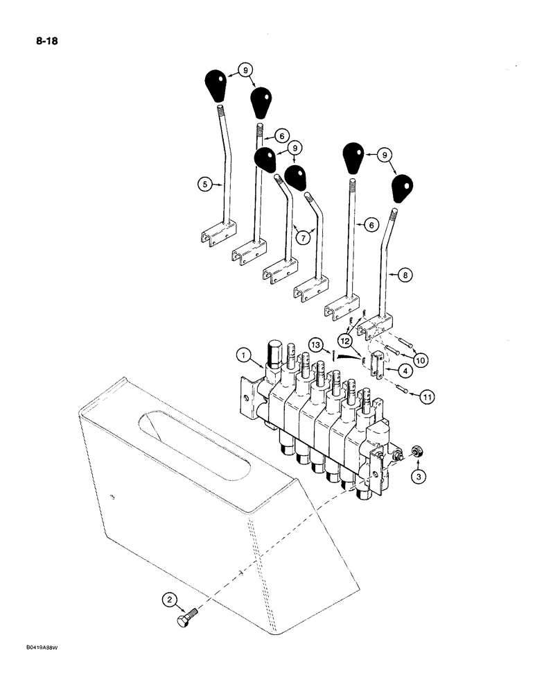 Схема запчастей Case MAXI-SNEAKER C - (8-18) - BACKHOE CONTROLS, USED ON MODELS WITH SD-70 BACKHOE (08) - HYDRAULICS