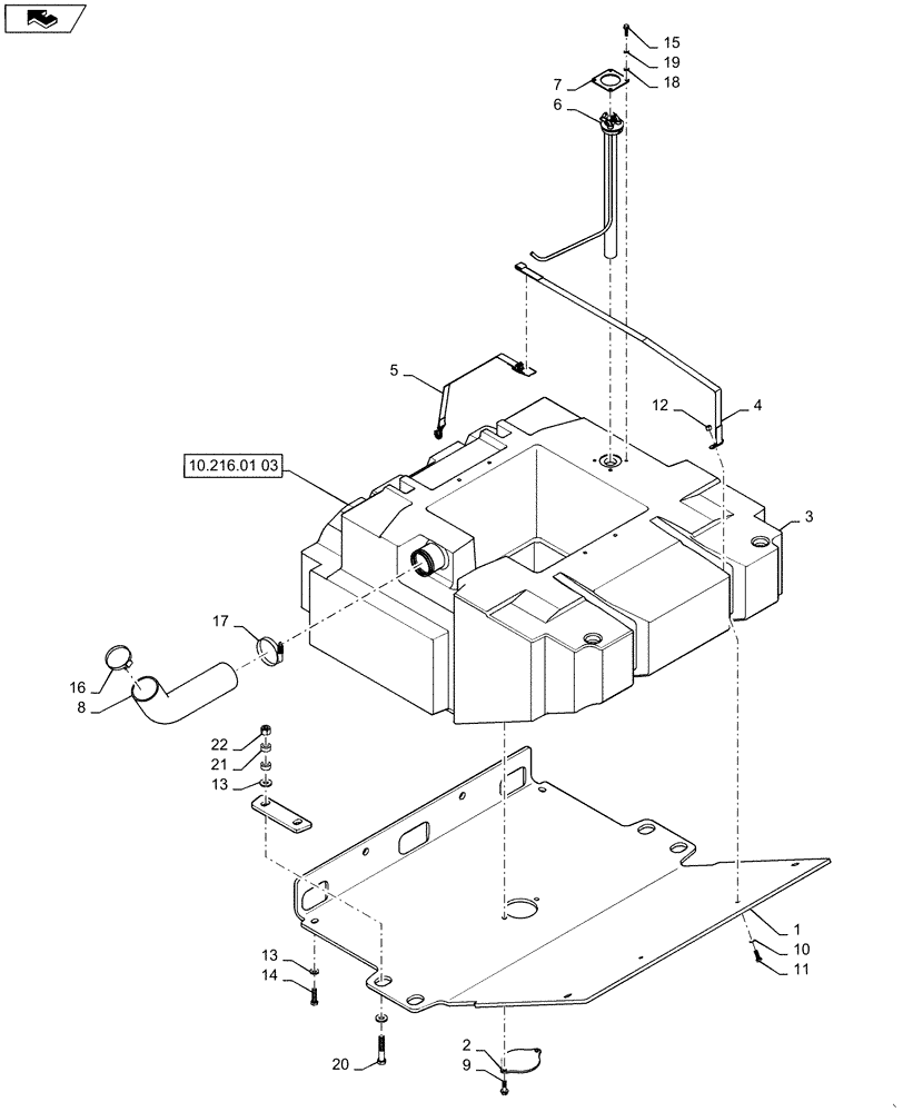 Схема запчастей Case 1121F - (10.216.01[01]) - FUEL TANK CONNECTIONS (10) - ENGINE