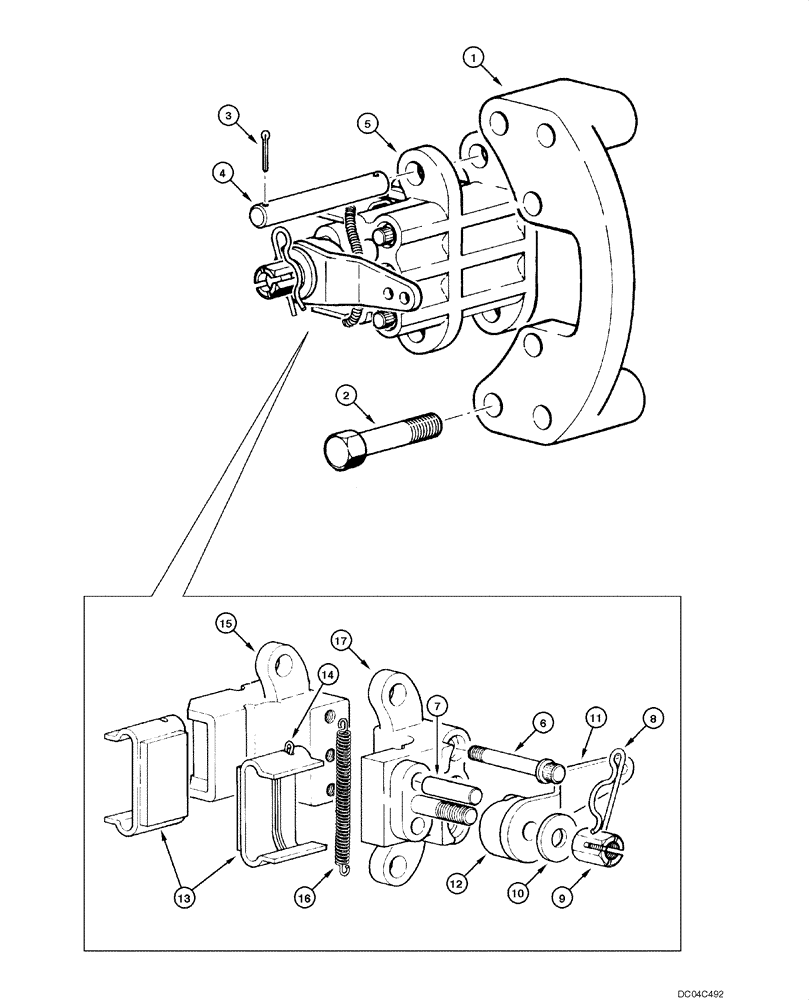 Схема запчастей Case 845 - (07.04[00]) - TRANSMISSION CALIPER (07) - BRAKES