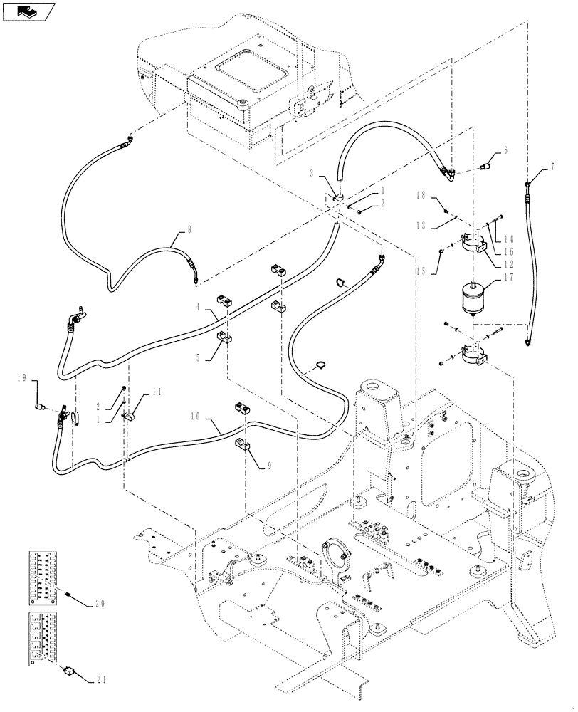 Схема запчастей Case 621F - (50.200.AK[02]) - AIR CONDITIONING, PLUMBING AND MOUNTING (50) - CAB CLIMATE CONTROL