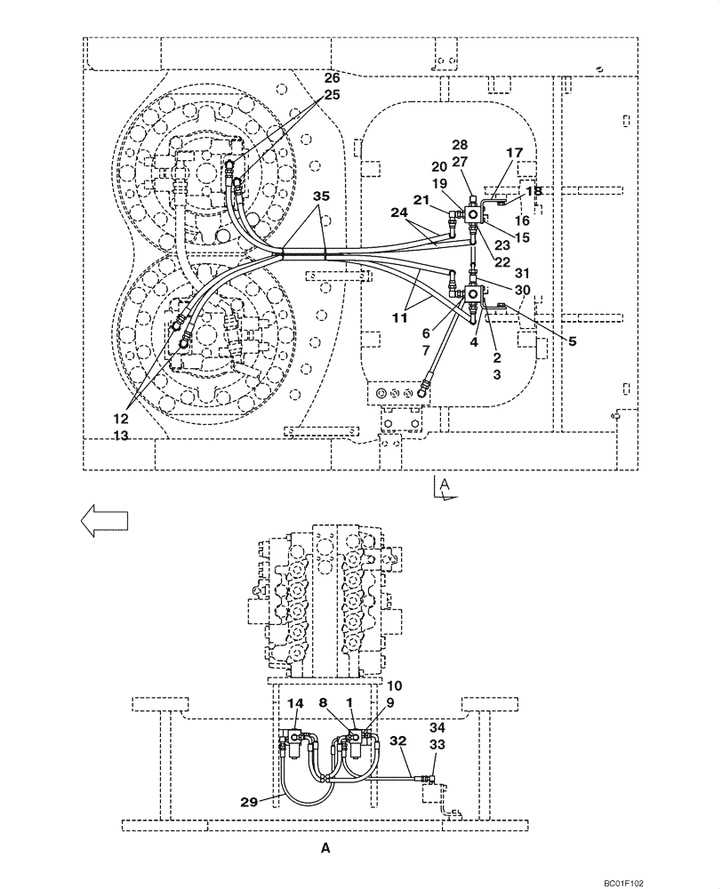 Схема запчастей Case CX800 - (08-22) - HYDRAULICS - FREE SWING (08) - HYDRAULICS