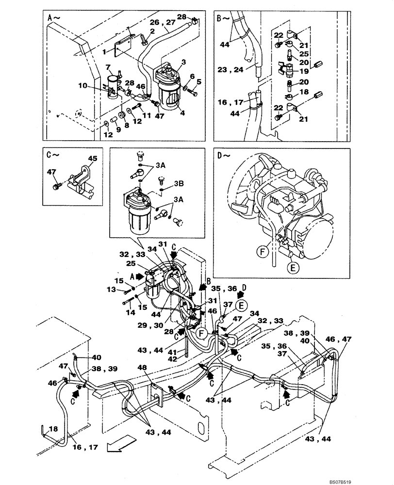 Схема запчастей Case CX210BNLC - (03-02) - FUEL LINES (03) - FUEL SYSTEM