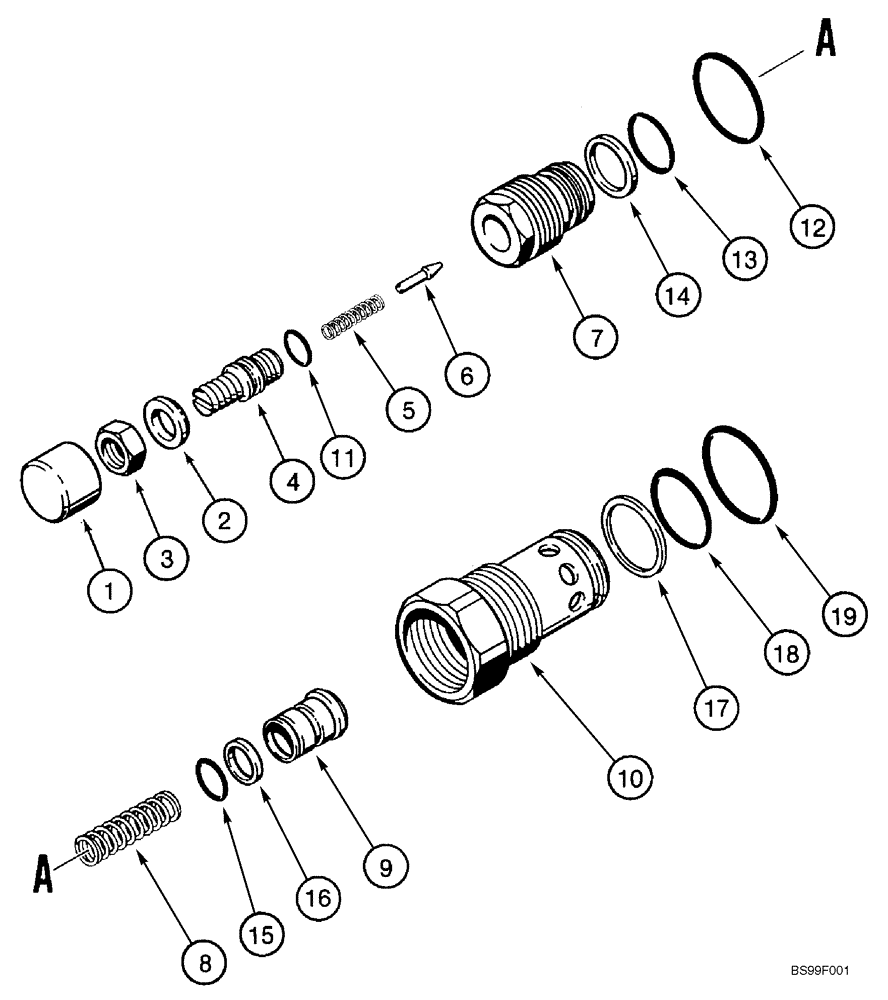 Схема запчастей Case 750K - (08-19) - VALVE ASSY, RELIEF (08) - HYDRAULICS