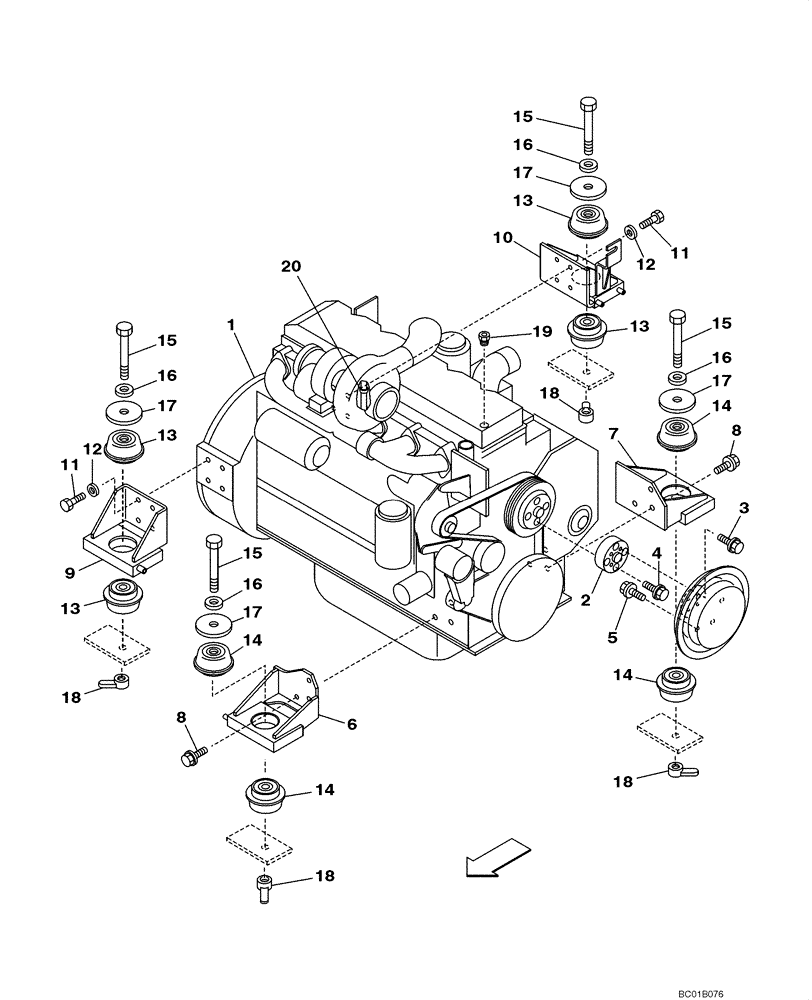 Схема запчастей Case CX130 - (02-01) - ENGINE MOUNTING (02) - ENGINE